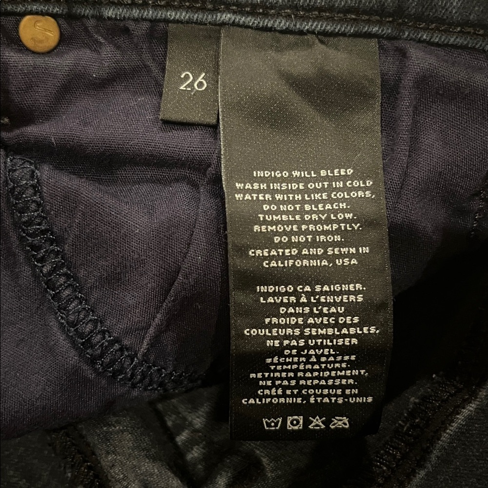 J Brand Indigo Denim Cropped Skinny Distressed Hem Holes in Knees Size 26 - Picture 8 of 11